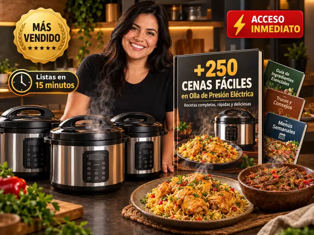 Mockup del libro +250 Cenas Fáciles en Olla de Presión